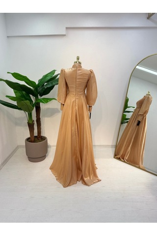 E&a Eren Abiye Uzun Kollu Paris Abiye Gold