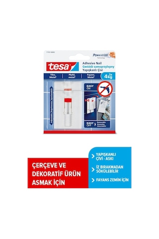 Yapışkanlı Askı - Çivi, İz Bırakmadan Sökülebilir, Fayans Ve Metal Yüzeyler İçin, 4kg X 2 Adet Diğer