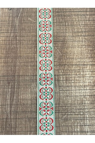 2 Cm En Etnik Ve Bohem Desenli Kırmızı Nakış Işleme Dekoratif Aksesuar Şerit 1 Metre