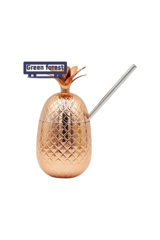 Createtech Yeşil Orman Ananas Bardak, Pratik Kupalar, Mutfak Araçları 07 Beyaz