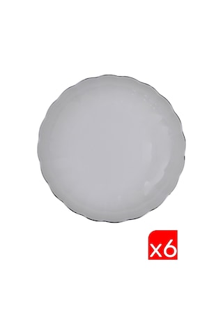 Kütahya Porselen Bone Luz Platin Fileli Çukur Tabak 20cm 6 Lı Gümüş