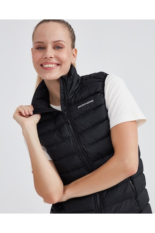 Skechers W Outerwear Padded Vest Kadın Siyah Yelek S231239-001 Siyah