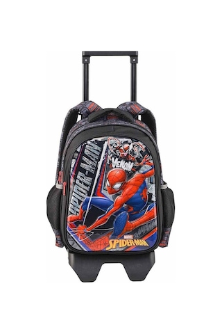 Spiderman Çekçekli Okul Çantası Mavi - Suluk & Matara MAvi
