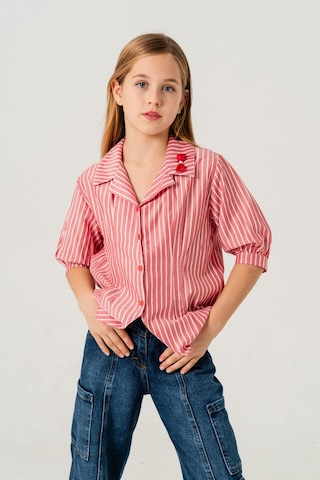 Kız Çocuk Beden Pileli Gömlek 3151 Kırmızı