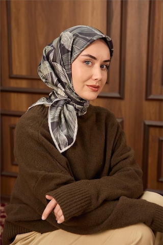 Silk Home Tivil Saf İpek 11488 - 38 Füme Yeşil Yaprak Desen Füme
