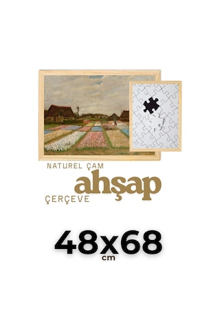 Ahşap-48x68 Ahşap Çerçeve 2cm En, 2,5cm Derinlik Puzzle Fotoğraf Poster Resim Çerçevesi Naturel Çam