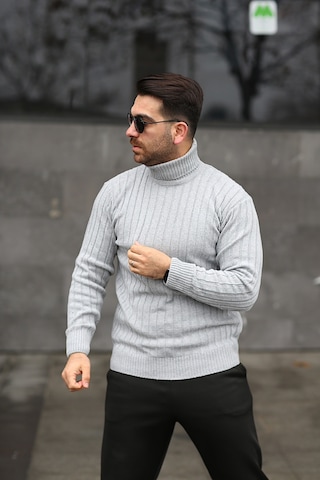 Martino Butik Unisex Balıkçı Yaka Gri Triko Kazak Gri
