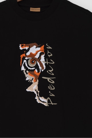 Wild Wood Garment Wild Wood "predator" Tiger Eye Streetwear Premium Kalite Oversize T-shirt Siyah
