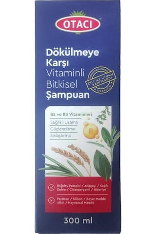 Otacı Dökülmeye Karşı Vitaminli Bitkisel Şampuan 300 ML Otacı Dökülmeye Karşı Vitaminli Bitkisel Şampuan 300 ML