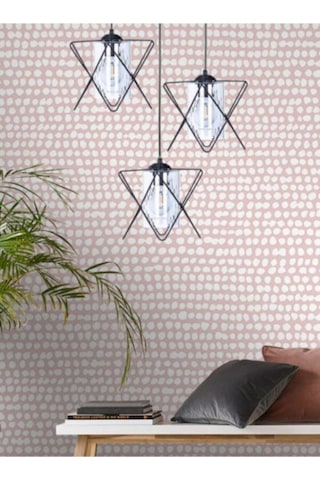 Trend Kitchen 3 Adet Özel Tasarım Zigzag Siyah Sarkıt Avize Şeffaf Mika Siyah