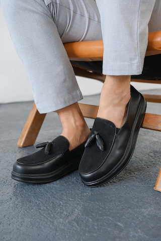 Roof Atelier Erkek Siyah Püsküllü Loafer Ayakkabı - 002 - Cst Loafer Pelle Siyah