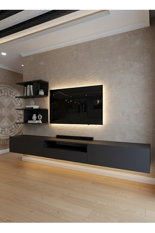 Resital Ledli Duvara Monte Tv Sehpası - Antrasit - W6015-4 Antrasit
