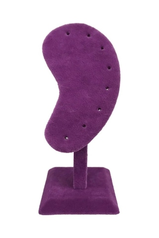 Süet Kumaş Mor Renk 15/5cm Ayaklı Küpe Sergileme Dekoru