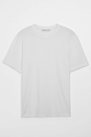 Grimelange Solo Erkek %100 Organik Pamuklu Kalın Dokulu Comfort Fit Bisiklet Yakalı Beyaz T-shirt Beyaz
