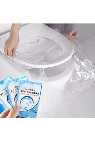 50 Adet Tek Kullanımlık Klozet Örtüsü Klozet Poşeti Klozet Kapak Örtüsü Dispenseri Siyah