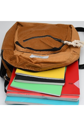 Kadın Kadife Hardal Sırt Çantası Bordo