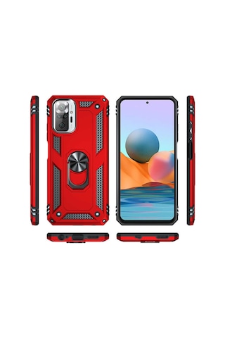 Xiaomi Redmi Note 10 Pro Yüzüklü Standli Vega Kilif Ekran Koruyu 510330651