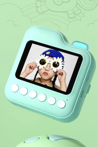 Dijital Video Kayıt Fotoğraf Çocuk Kamerası Anlık Termal Resim Kağıt Baskılı Mavi