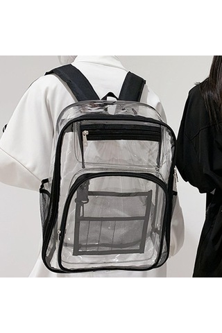 Homyl Spor Erkekler Için Şeffaf Sırt Çantası 2 Yollu Zip Siyah