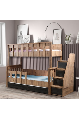 Setaymobilya Diva Mdf Profil Ranza, Diva Merdivenli Ayrılabilir 3 Lü Ranza