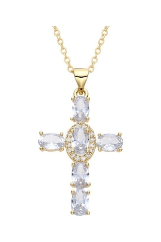 Soulader 2025 Yeni Moda Kadın Hip Hop Tarzı Bakır Mikro Mozaik Zirkon Taşlı Çapraz Kolye Ucu Köprücük Kemiği Zinciri Aksesuar Beyaz