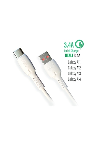 Samsung Uyumlu A11 A12 A13 A14 Type C Hızlı Şarj Kablosu