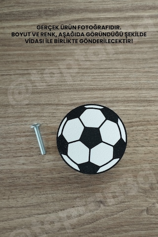 6 Adet - Futbol Topu Dolap Kulpu, Mobilya Kulbu - Çocuk Oda Aksesuarı, Futbol Topu Kulp Kulp Vidası Dahildir Sarı