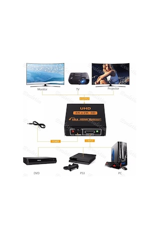 2 Port Uhd 4K Hdmi Splitter Switch 4435A Çoklayıcı Çoğaltıcı Çok