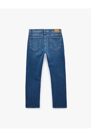 Koton Normal Bel Pamuklu Straight Fit Jean Pantolon - Mark Jean Orta İndigo 7wam40078nd