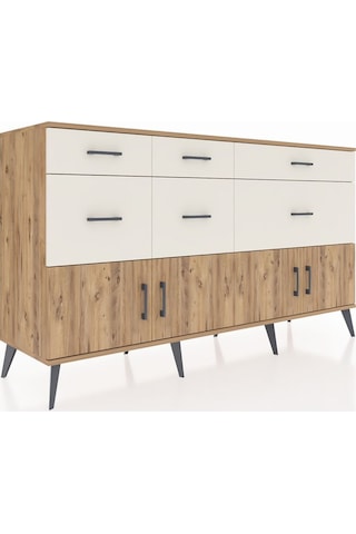 Kronos Konsol Tek Raflı 6 Çekmeceli 4 Kapaklı 176x59x99 Çam-çam/a Çam-çam/aytaşı