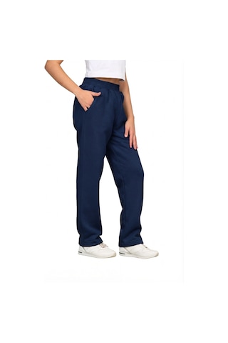 Erdem Kıds Unisex Kız - Erkek Çocuk 3 İplik Şardonlu İçi Pamuklu Okul Eşofman Altı Pantolon Lacivert Lacivert