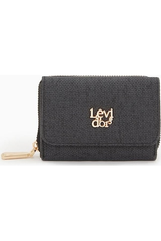 Dokulu Kumaş Detaylı Cüzdan - Siyah Siyah