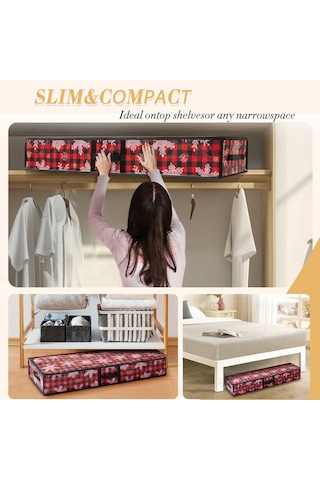 Xindoker Çift Kullanimlu Noel Ağaçlı Depolama Çanta - Gündelik Tuvalet Kağıdı & Noel Dekorasyonları İçin - 103x36x15 Cm - Kar Tanesi Desenli Kırmızı