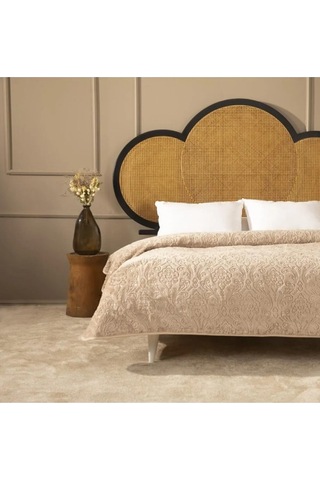 Apricitas Elegant Emboss Çift Kişilik Battaniye Bej -