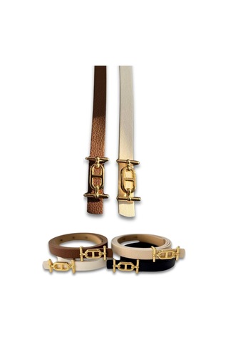 Vos Versa İnce Gold Tokalı Siyah İnce Kadın Kemeri Vosdk0212101 Taba