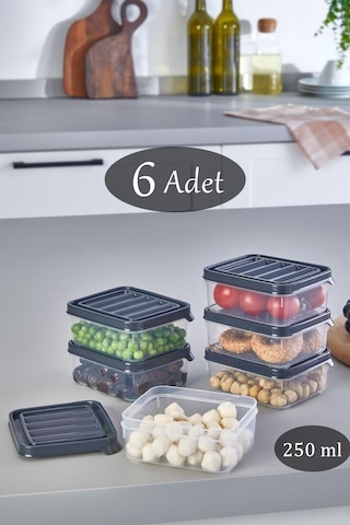 6 Adet 250 Ml Dondurucu, Bakliyat, Yemek Kabı