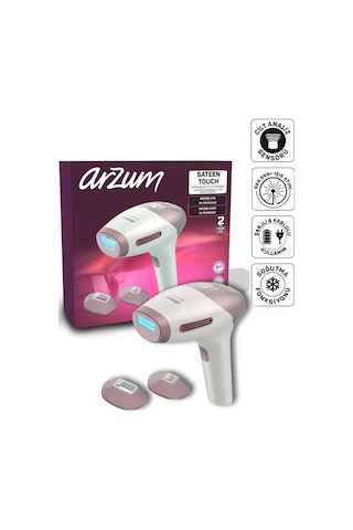 Arzum AR5178 Sateen Touch Şarjlı Ipl Tüy Alma Sistemi, Otomatik Mod, Cilt Rengi Sensörlü, Beyaz