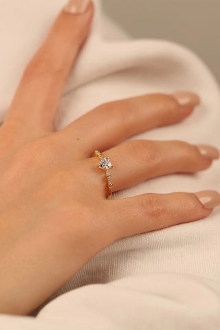 Çgk Kuyumculuk Sevgililer Gününe Özel Kalpli Tektaş Altın Yüzük Gold