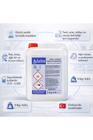 Birka Özel Asidik Temizleyici 5 Kg Ağır Kir Ve Pas Temizleyici Profesyonel Kullanım Tekli