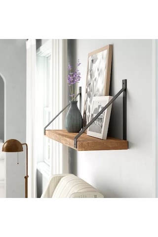 Duvar Rafı Ahşaplı Dekoratif Salon Banyo Balkon Rafı Abronya