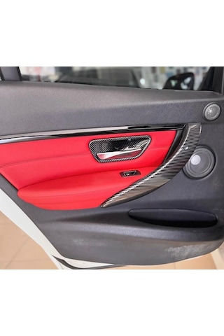 Bmw F30 F32 F34 F36 Uyumlu İç Kapı Kolu Tutamaç + Kapı Açma + Cam Açma Karbon İç Trim Kaplama Seti