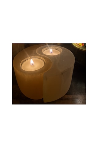 Selenit Taşı Yin-yang Tealight Mumluk Diğer