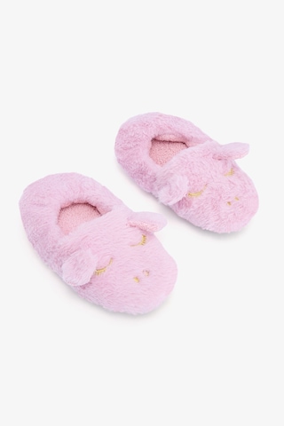 Penti Açık Pembe Kız Çocuk Unicorn Desenli Nakışlı Ev Patiği
