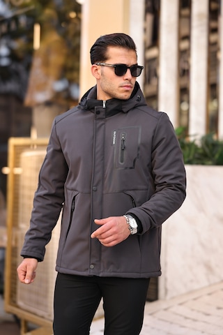 Mero Life Gri Su Ve Rüzgar Geçirmez Içi Kürklü Softshell Mont Gri