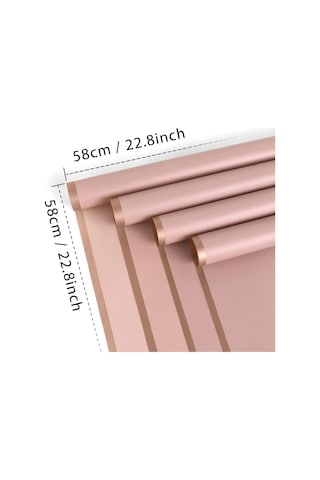 Çiçek Buket Kağıdı - Çiçek Ambalaj Kağıdı - Pembe - Altın Kenarlı