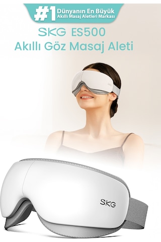 Es500 Göz Masaj Aleti Isı Terapili, Bluetooth Müzikli, Sessiz, Taşınabilir, 1500 Mah, Parlak Beyaz