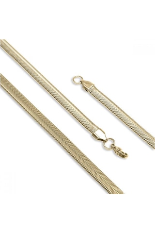 Erkek İtalyan Çelik Kolye 2mm X 6mm 9194 Altın