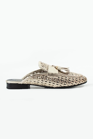 Dericia Shoes Fable Hakiki Deri Günlük Rahat Kadın Terlik Altın