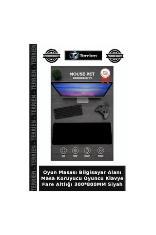 Oyun Masası Bilgisayar Alanı Masa Koruyucu Oyuncu Klavye Fare Altlığı 300 800mm Siyah