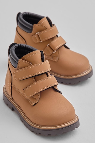 Tonny Black Kalın Termo Taban Sıcak Astarlı Çift Cırtlı Çocuk Unisex Camel Bot Tbrzn010 Camel